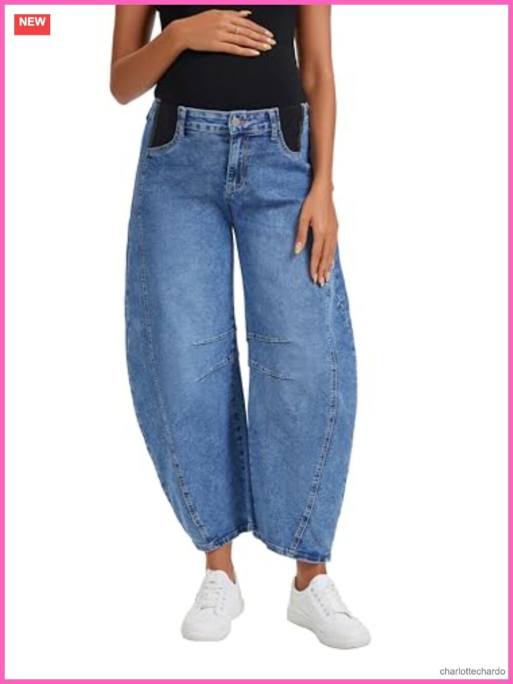 Stretchy Barrel Maternity Jeans Wide Leg Pull On Pregnancy Pants